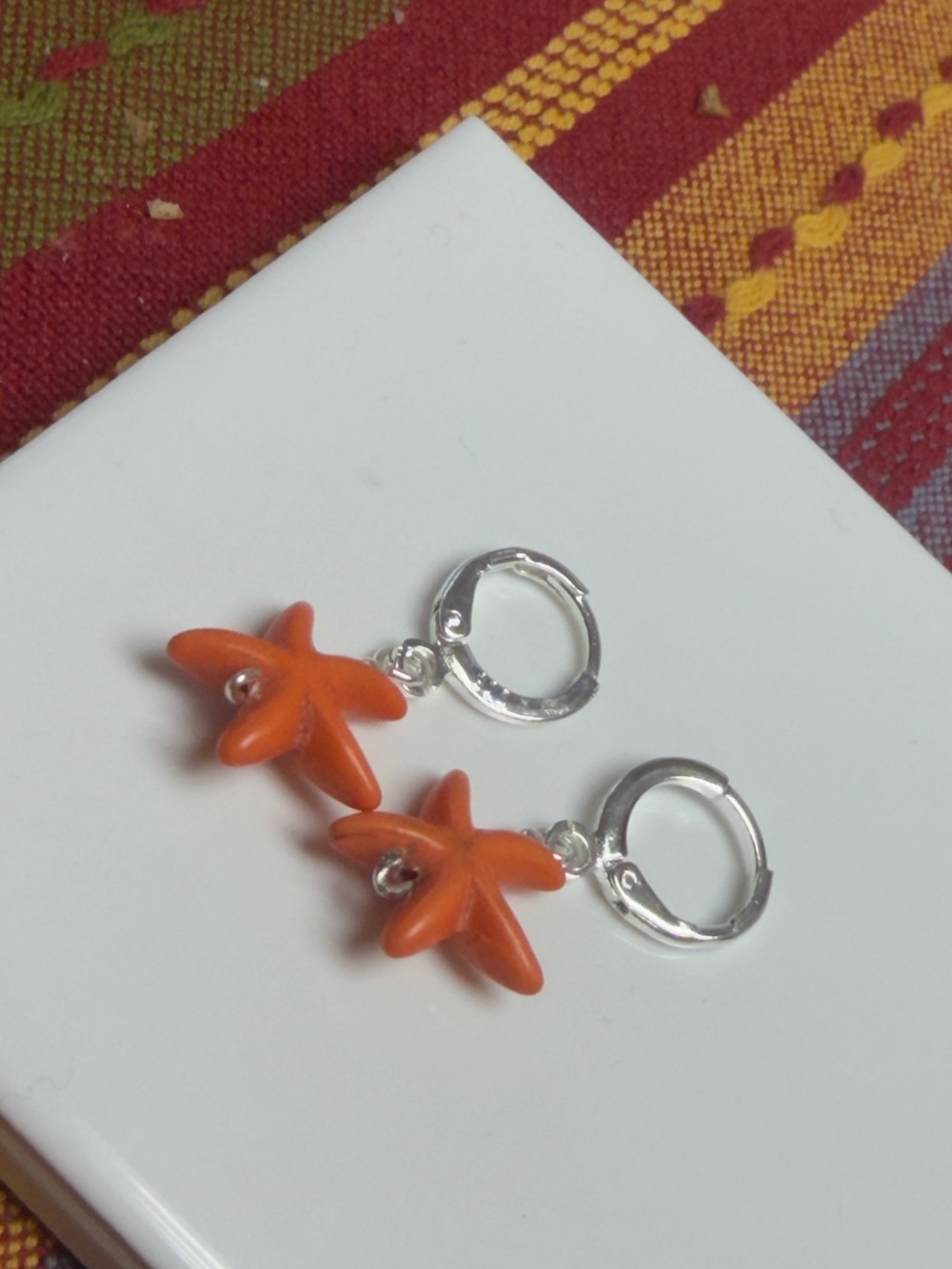 925 Sterling Silver Starfish Hoop Earrings - Unbranded